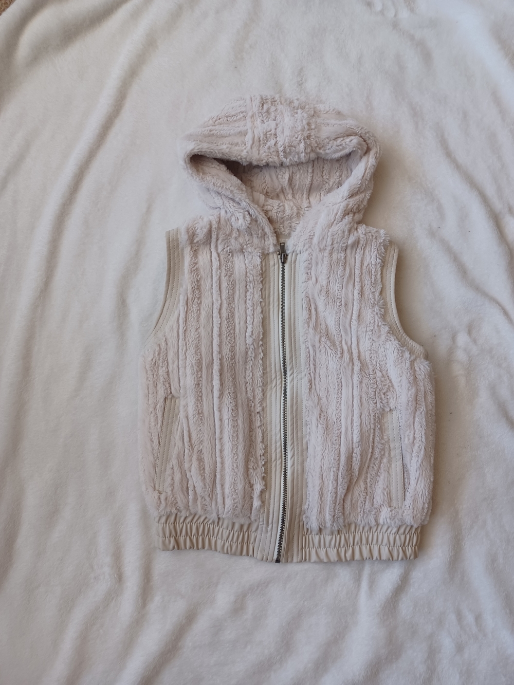 Maurices Plush Hooded Vest in Light Taupe